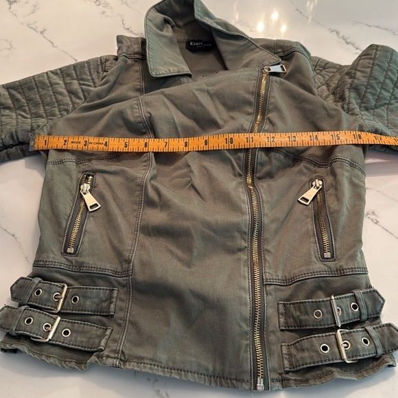 BEBE olive green moto style jacket size small - Picture 6 of 6